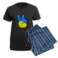 thumbnail image 5 of CafePress - Ukrainian Flag Peace Sign Ukraine Native H Pajamas - Women's Short Sleeve Print T-Shirt and Pants Dark Cotton Pajama Set, 5 of 7