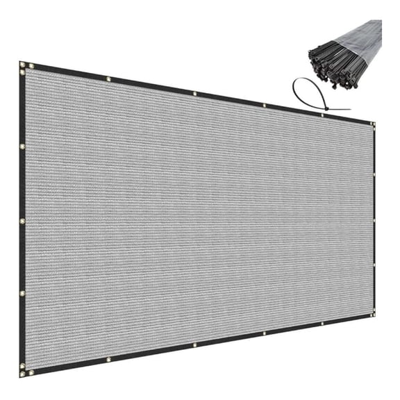 8' x 16' Grey Privacy Fence Screen Heavy Duty Windscreen Mesh Fencing Shade Fabric with Brass Grommets for Outdoor Fence Garden Patio Swimming Pool