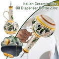 thumbnail image 6 of Italian Ceramic Olive Oil Dispenser Bottle 23oz, Elegant Hand Painted Olive Oil Cruet Bottle Dispenser, Decorative Stoneware Olive Oil Cruet for Kitchen with Stainless Steel Spout for Oils, Sauces, 6 of 9
