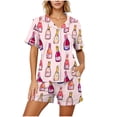 thumbnail image 5 of Idoravan pajamas for women set Women's Casual Printed Pocket Short Sleeve Spring And Summer Shorts Home Wear Pajama Fashion Set, 5 of 5