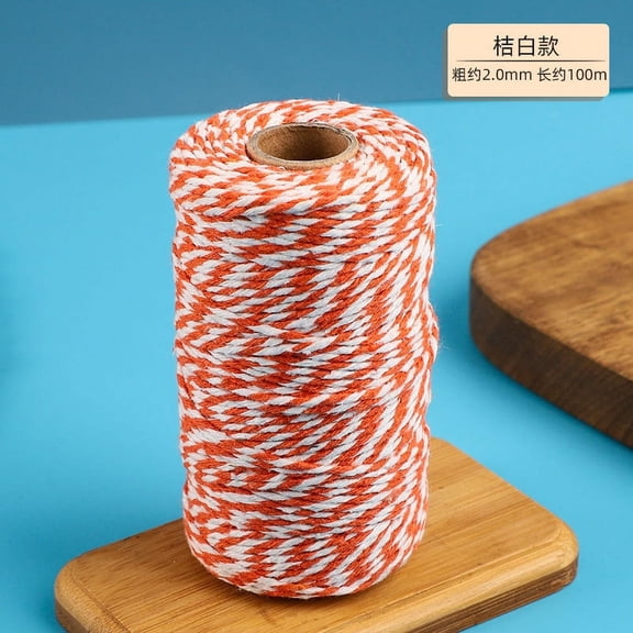 NAMZI Orange and White Twine String, 328 Feet 1.5MM Christmas Bakers Twine, Heavy Duty String for DIY Crafts, Xmas Decor, Gift Wrapping & Craft Packing