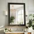 thumbnail image 2 of Anyrose 40.2"x30" Rectangular Wooden Framed Vanity Bathroom Mirror, Black, 2 of 5