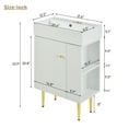 thumbnail image 3 of 21.6" Bathroom Vanity, Combo Cabinet, Bathroom Storage Cabinet, Single Ceramic Sink, Right Side Storage, White, 3 of 9