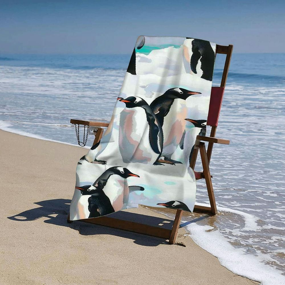 PHYHOO Watercolor Penguins Beach Towels Oversized Microfiber Beach Towel for Adults Extra Large Beach Towel Sand Free Towel for Kids,Men,Women,Boys,Girls 30x60in