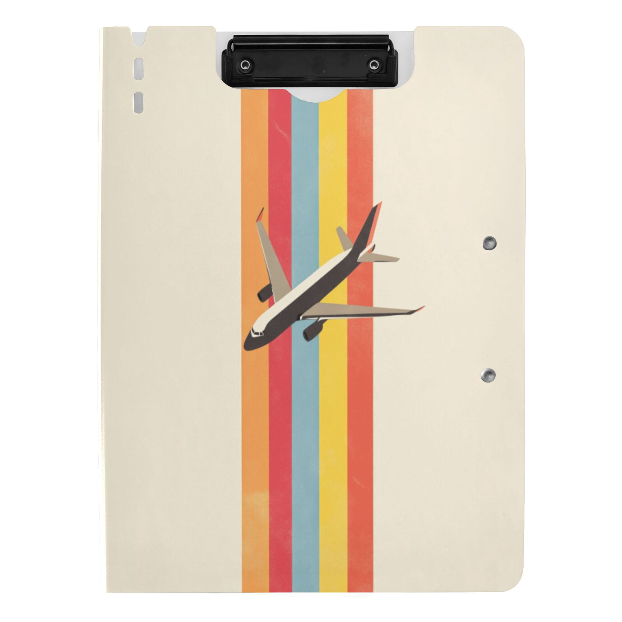 FORMRS A4 Clipboard Folder with Pen Holder Horizontal Foldable School Office Binder, Colorful Plane