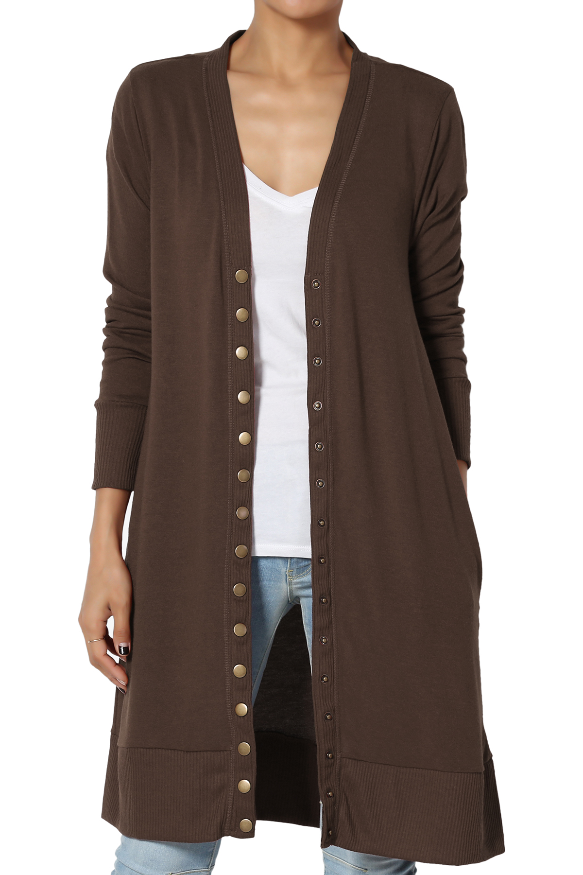 TheMogan Women's S~3X Basic Snap Button 