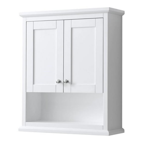 Pemberly Row 25" Wall-Mounted Wood Bathroom Storage Cabinet in White