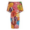 thumbnail image 4 of Sweets And Rainbow Lollipops Pattern Women's Off The Shoulder Ruffles Summer Wedding Guest Loose Casual Party Beach Dress, 4 of 9
