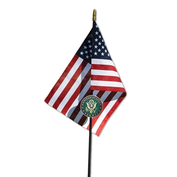 Allied Army Veteran Grave Marker With 30 Inch Tall American Cemetery Flag