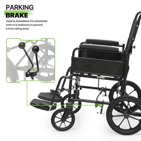 Magshion *FDA APPROVED* Transport Wheelchair, Folding Transport Chair with Swing Away Footrests and Flip Back Backrest for Travel, 300lbs Weight Capacity, Black