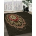 thumbnail image 3 of Ahgly Company Tapis Rond Lavable en Machine Intérieur Transitionnel Rouge Brun, 3 Pieds Rond, 3 of 7