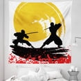 thumbnail image 1 of Japanese Tapestry, Watercolor Style Silhouette Ninjas in the Moonlight Medieval, Fabric Wall Hanging Decor for Bedroom Living Room Dorm, 5 Sizes, Vermilion Mustard, by Ambesonne, 1 of 1