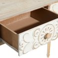 thumbnail image 5 of DecMode 36" x 33" Brown Wood Intricately Carved Floral 2 Drawer Console Table, 1-Piece, 5 of 15