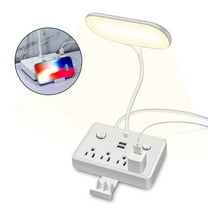 Desk Lamp with USB Port And Outlet, FAV Foldable LED Desk Light Space-Saving for Dorm Home Travel