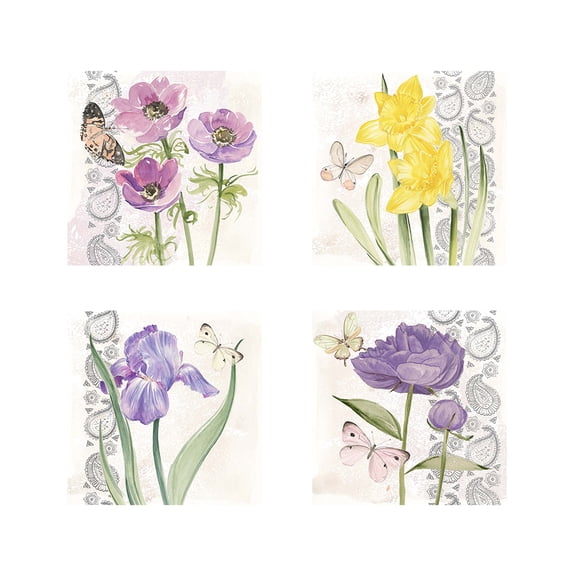 Great Art Now Flowers & Lace by Jennifer Parker 4 Piece Print Art Set Each 12W x 12H