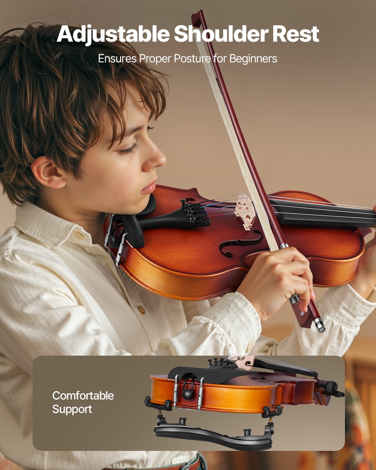 VEVOR Violin 1/2 Size for Adults, Violin Fiddle Set for Beginners Student with Hard Case, Rosin, Bow, Shoulder Rest,Bridge,Tuner and Extra Strings,Solidwood Professional Musical Instruments (Brown)