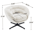 thumbnail image 4 of Modern Chenille Office Chair, 360° Swivel Club Chair/Accent Chair with Removable Cushion, Round Office Chair, Black Metal Base, Cotton Material, Living Room, Bedroom, Reading Corner, Office (Beige), 4 of 5
