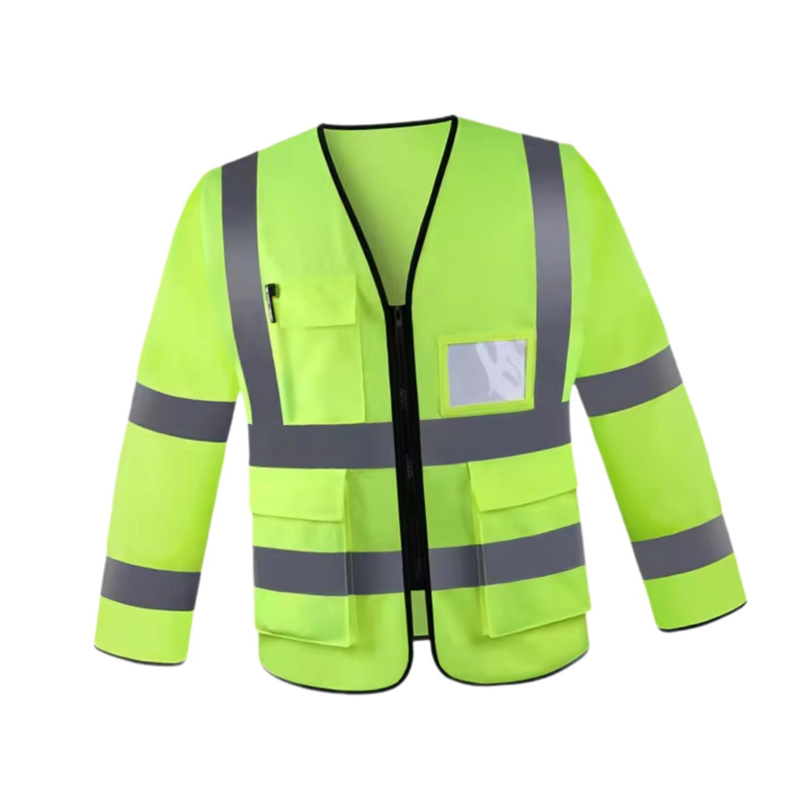 Reflective Safety Vest Work Clothing High Visibility Lightweight Long Sleeve for Men Women Surveyors