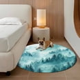thumbnail image 2 of Teal Mountain Round Area Rug 3Ft Washable Small Circle Rugs for Kitchen Entryway, Misty Forest Nature Woodland Pine Tree Landscape Non-Slip Carpet Floor Mats Indoor Outdoor Carpet Runner Home Decor, 2 of 8