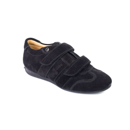 - Car Shoe By Prada Women's Black Suede Fastener Sneakers