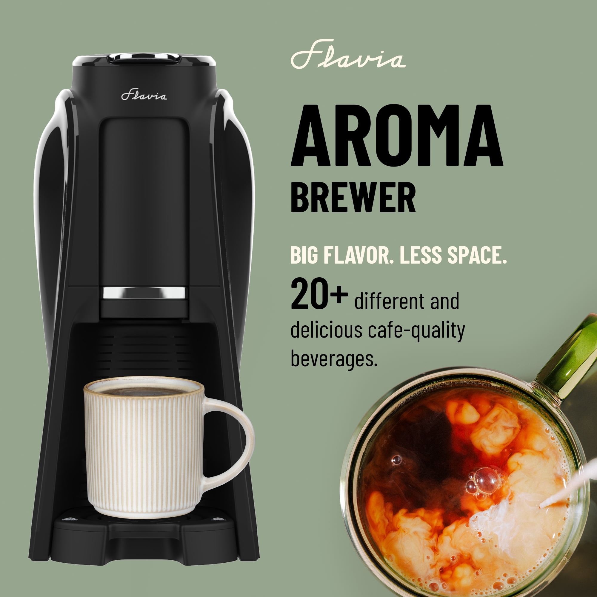 Flavia Aroma Brewer - Coffee Machine, Makes Coffee, Lattes, Tea, and other Hot or Iced Beverages with Single-Serve Freshpacks, Multiple Brew Sizes, Grey