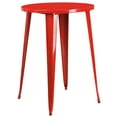 thumbnail image 4 of Emma + Oliver Commercial Grade 30" Round Red Metal Bar Table Set-4 Square Seat Backless Stools, 4 of 5