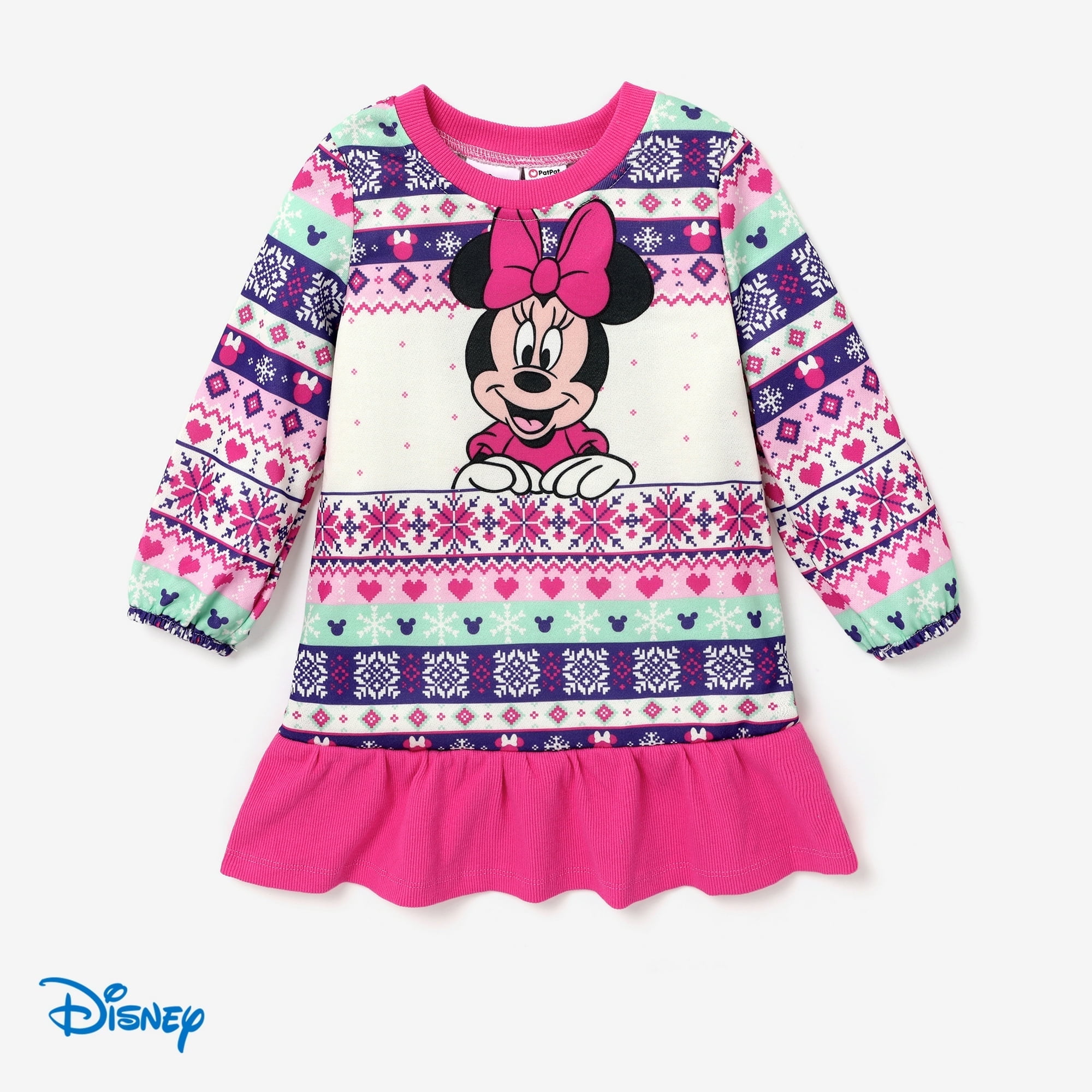 Patpat Disney Disney Mickey Minnie Mouse Girls Christmas Dresses Graphic Bohemian Long Sleeves Outfits Gift Sizes 2 6 Other