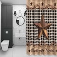 thumbnail image 4 of Country Stars Shower Curtain for Bathroom Decor, Bless Our Home Berries Black Plaid Farm Wood Grain Waterproof Fabric Shower Curtain, 72"x96" Set with 12 Hooks, 4 of 9