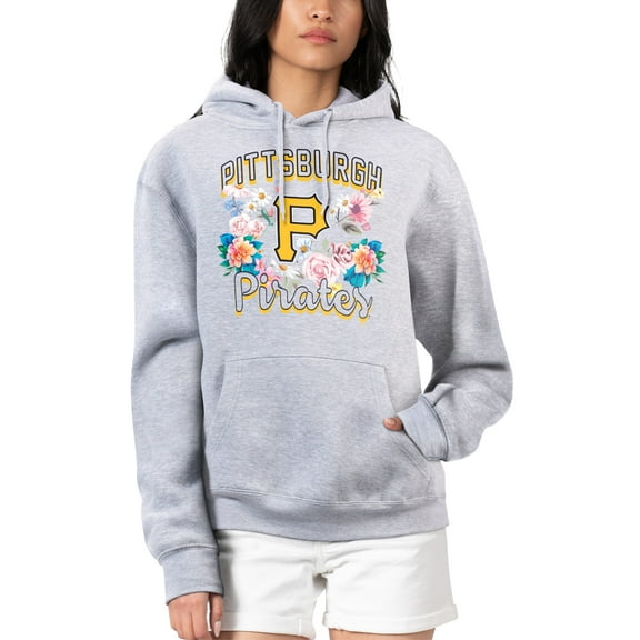 Women's G-III 4Her by Carl Banks Heather Gray Pittsburgh Pirates Flowers Graphic Pullover Hoodie