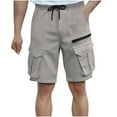 thumbnail image 3 of Hurxie Mens Cargo Shorts Lightweight Hiking Shorts Casual Shorts Elastic Waistband Pockets Athletic Work Shorts Gray,L, 3 of 7