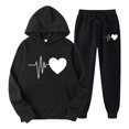 thumbnail image 1 of Gibobby Set Pants y Sudadera Mujer Traje de pantalones con capucha y cuello redondo de manga larga con estampado O informal para mujer Otoño e Invierno(Azul oscuro,CH), 1 of 2
