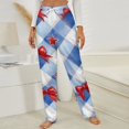 thumbnail image 3 of Red Bows On Blue Gingham Winter Female Pants Flannel High Waist Women Pants Lady Warm Straight Leg Plush Trousers, 3 of 7