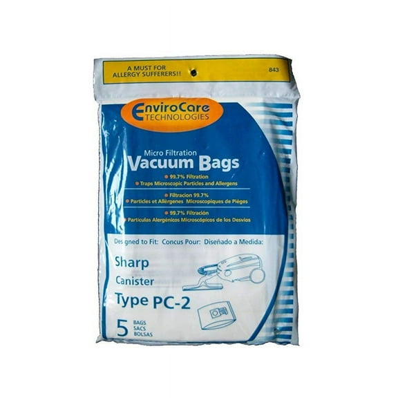 10 Compatible with Sharp Canister Type PC-2 Vacuum Cleaner Allergy Bags EC-10PC2 EC-05PC2