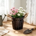 thumbnail image 2 of AYktou Vintage Galvanized Flower Buckets, Metal Planter Tubs Flower Pots with Rope Handles, Farmhouses Hanging Bucket Rustproof Flowerpot for Indoor Outdoor Garden Patio Party Wedding Home Decor, 2 of 7