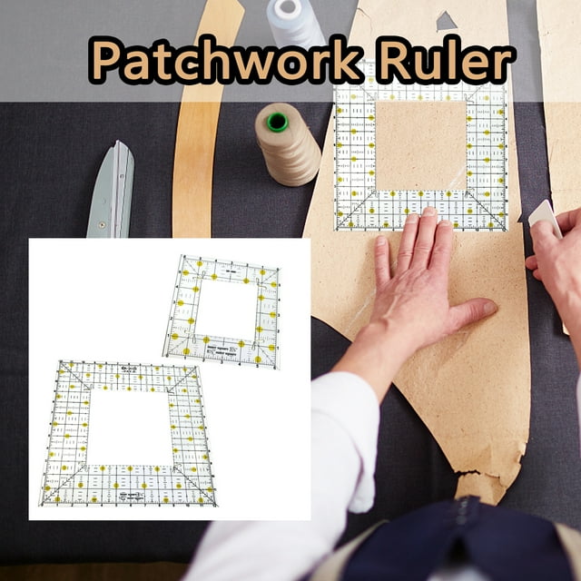 Cagogo under $5 2Pcs Acrylic Quilting Ruler, Acrylic Quilting Ruler, Square Patchwork Sewing Ruler, Hollow Design Sewing Ruler, DIY Craft Measuring Ruler, Transparent Quilting Template