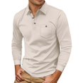 thumbnail image 5 of Men Polo Shirts Fall Winter Long Sleeve Tops Solid Color Button Down Collared Casual Soft Mens Shirts, 5 of 9