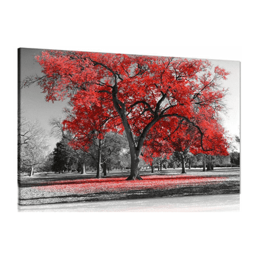 AUQ Wall Decor for Bedroom, Red Tree Canvas Art, Modern Home Decor Living Room, Easy to Hang Living Room Wall Art，Red