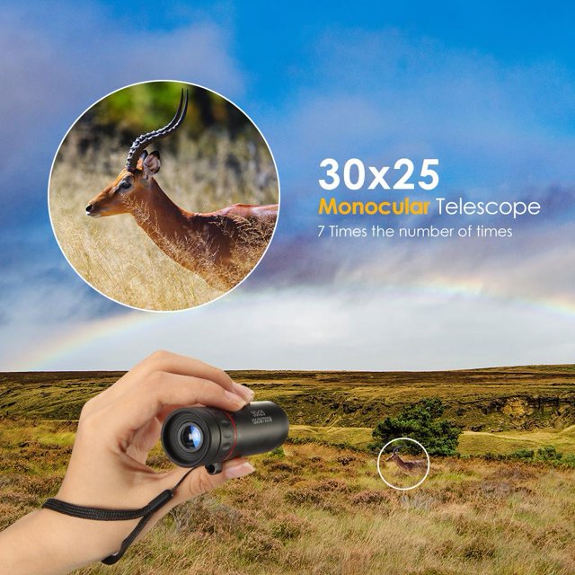 7X Zoom Scope 30x25 Telescopio monocular para viajes de caza con clip para teléfono Ndcxsfigh Para estrenar
