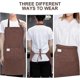 thumbnail image 4 of Unisex Adjustable Bib Apron, 2 Pcs Apron with 2 Pockets Cooking Kitchen Chef Aprons for Home Kitchen, Restaurant, (Brown/Green), 4 of 4