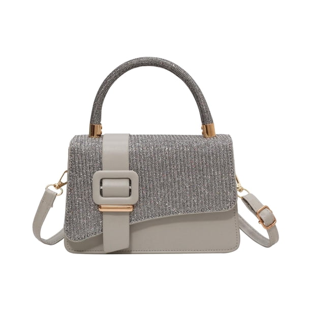 Bolso de mano para mujer, elegante, portátil, de piel sintética, para regalo de cumpleaños, moderno, tipo cartera Gris
