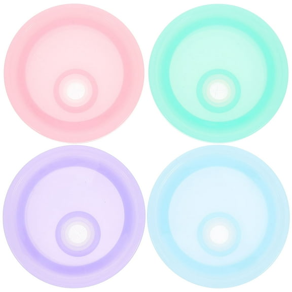 Pawsdot 4Pcs Mason Jar Drinking Lids with Straw Hole Durable Anti Spilling Canning Caps