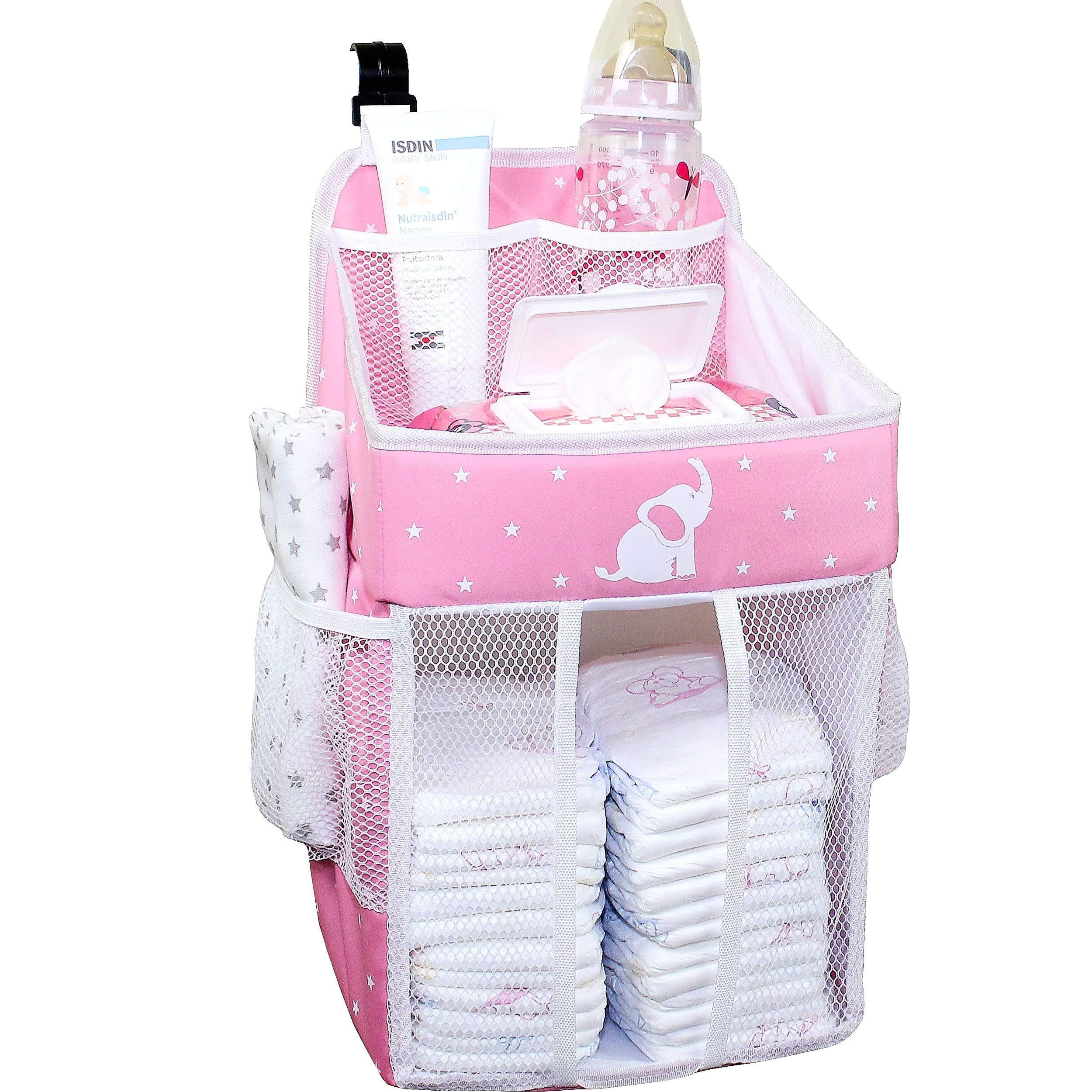 Playard o Wall & Nursery Organizer Baby Shower Gifts for Newborn Hanging Diaper Caddy Organizer Crib Diaper Stacker per Table 