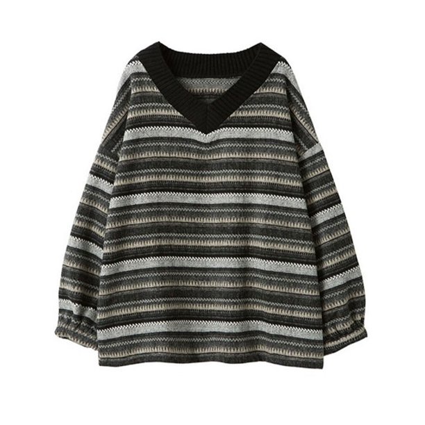 Jersey Vintage a rayas para mujer, suéter de gran tamaño, Tops de punto de manga larga, ropa de calle de Hip Hop, otoño