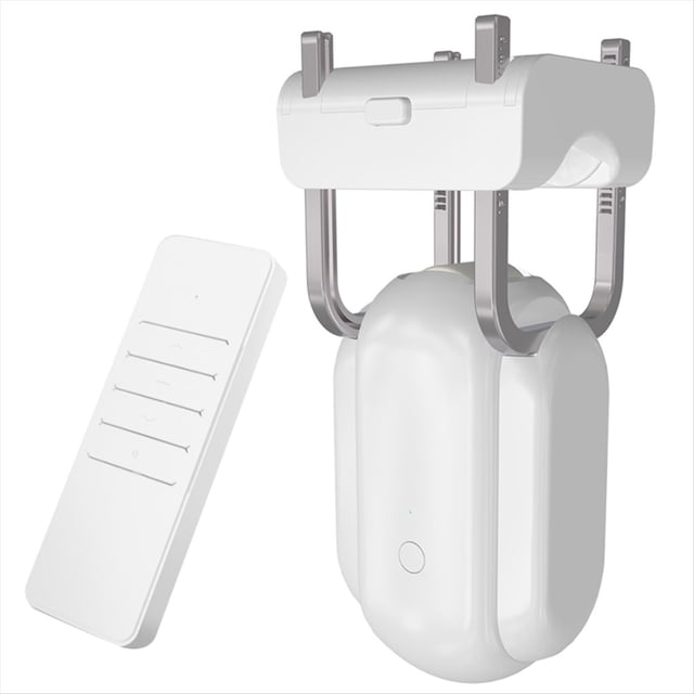Ouvre-rideau Automatique Robot Intelligent Tringle à Rideaux Appareil Domestique avec Télécommande, Interrupteur de Minuterie Manuel, 1 x Ouvre-rideau Automatique Intelligent 1 Ensemble Poteau Romain 2 Accessoires Latéraux 1 x Télécommande, Blanc