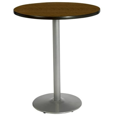 KFI Studios Mode 3.5' Round Bistro Table, Walnut, Silver Base