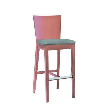 Barstool Wooden Frame with Dark Grey Micro Fabric Cushion in Cherry Color