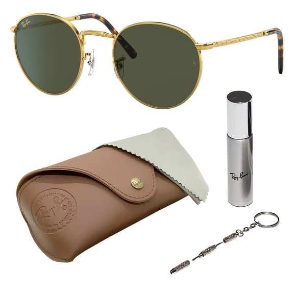 Ray-Ban RB3637 NEW ROUND Square Shaped Non-Polarized Sunglasses for Men & Women - Includes Official RAYBAN Eyewear Kit - Ideal Formal & Casual Wear Sunglasses - Green Lens