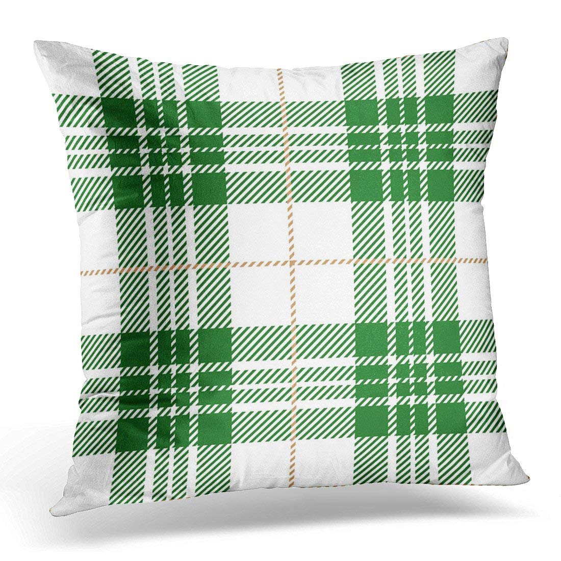 USART Abstract White and Green Tartan Plaid Scottish Pattern Checkered