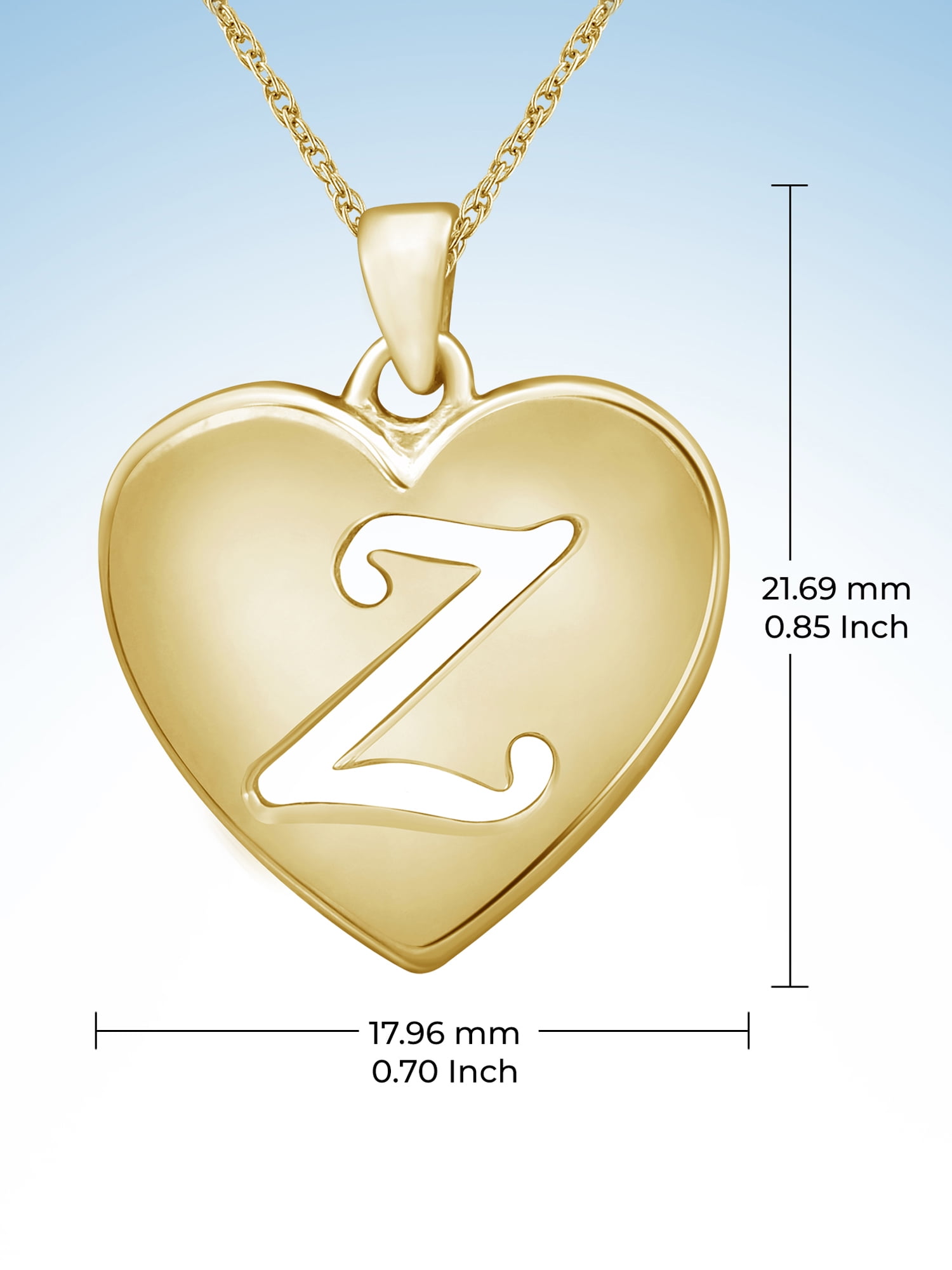 JewelersClub Initial Letter Pendant for Women|Customizable 14K Gold over Silver Z Alphabet Monogram Necklaces for Girls|Cursive Script Capital Letters|Personalized Jewelry Gift for Her