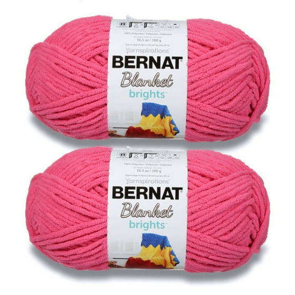 Bernat Blanket Brights Pixie Pink Yarn - 2 Pack of 300g/10.5oz - Polyester - 6 Super Bulky - 220 Yards - Knitting/Crochet